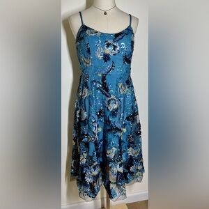 Dress The Population | Umalina Sequin Floral Fit & Flare Dress | Women’s XL